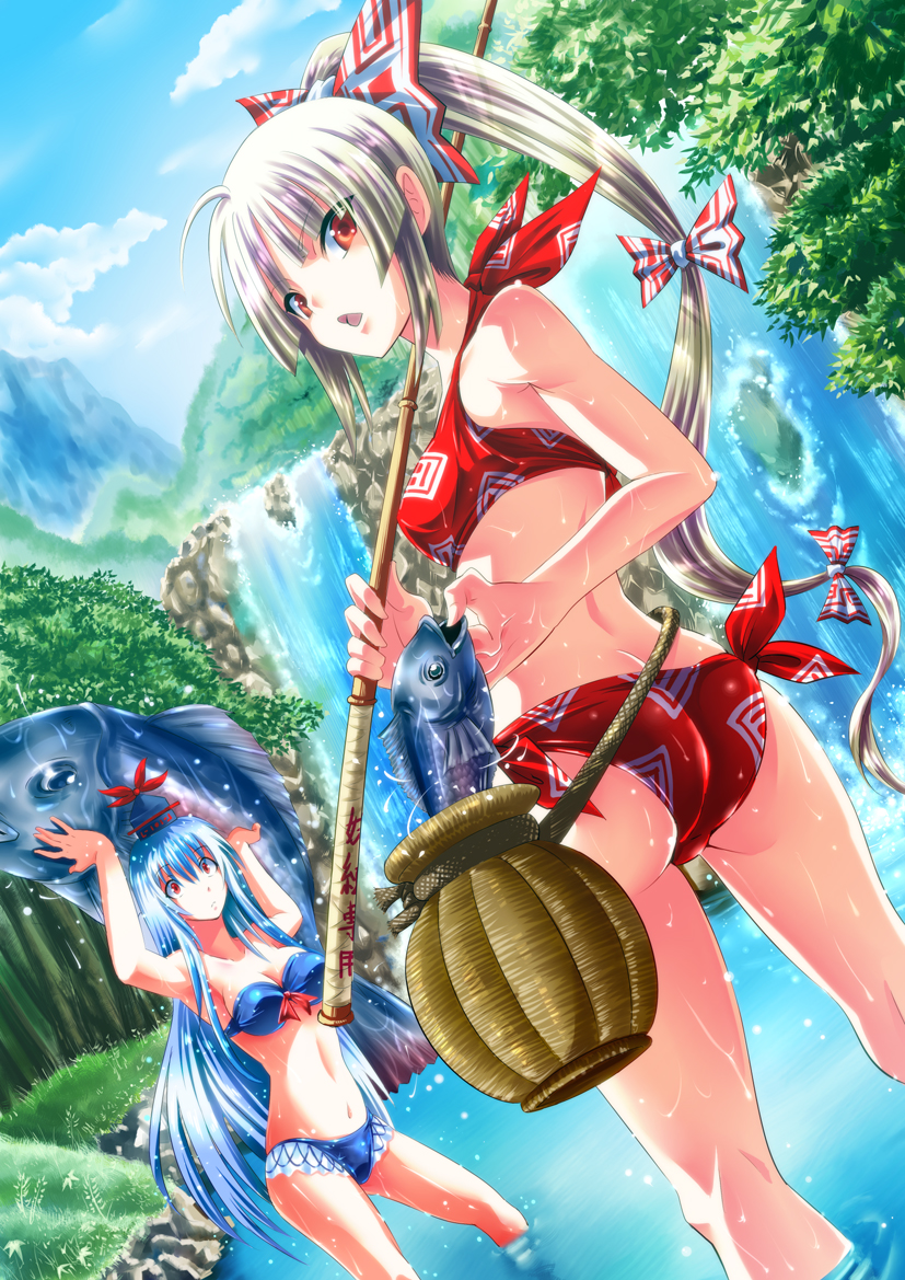 fujiwara no mokou and kamishirasawa keine (touhou) drawn by hijikawa_arashi