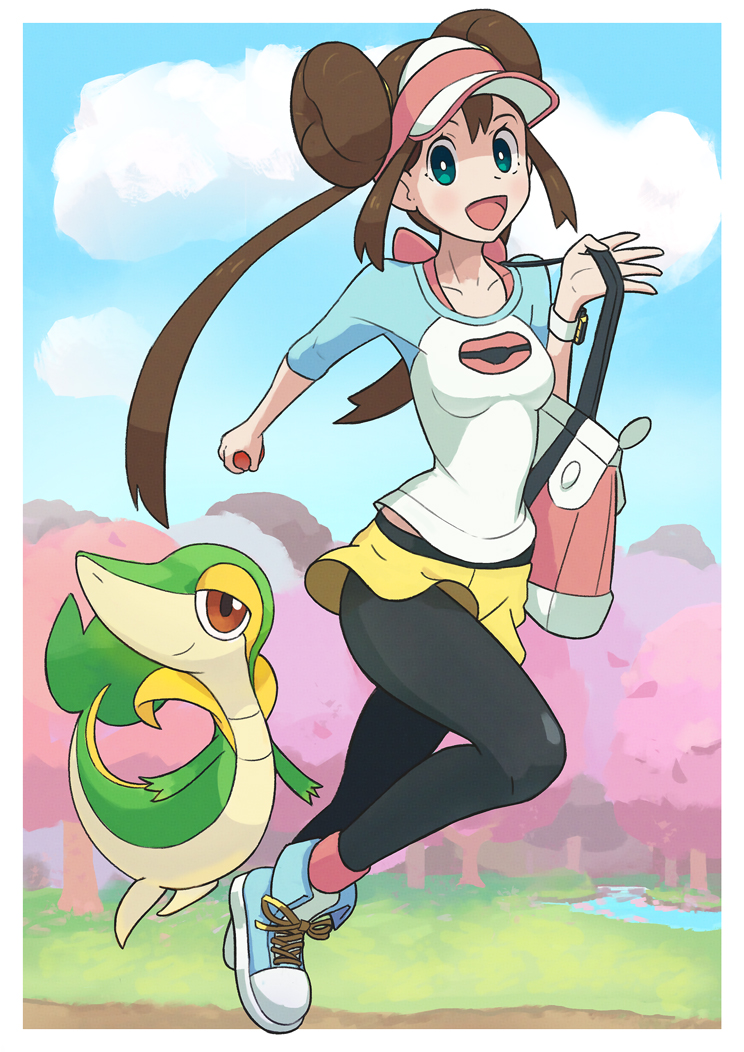 rosa and snivy (pokemon and 1 more) drawn by gameguran
