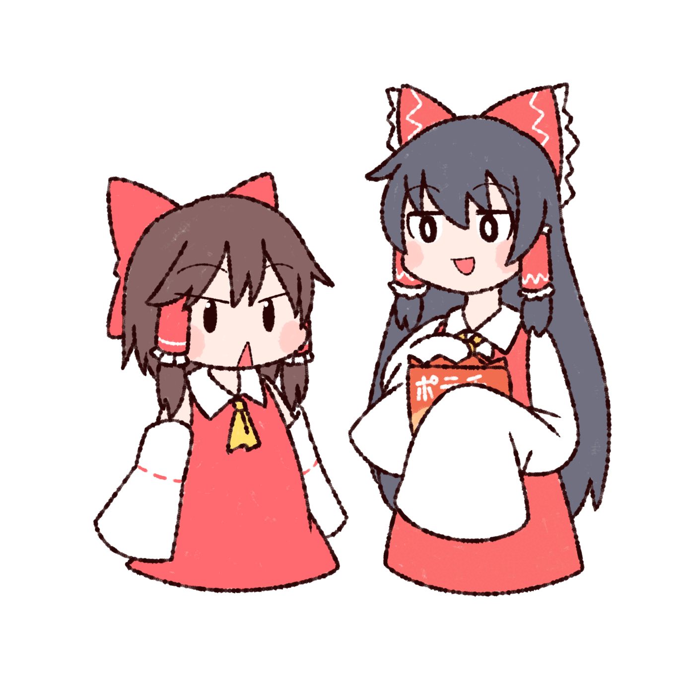 hakurei reimu, sakenomi, and hotaruda (touhou and 1 more) drawn by y75zei
