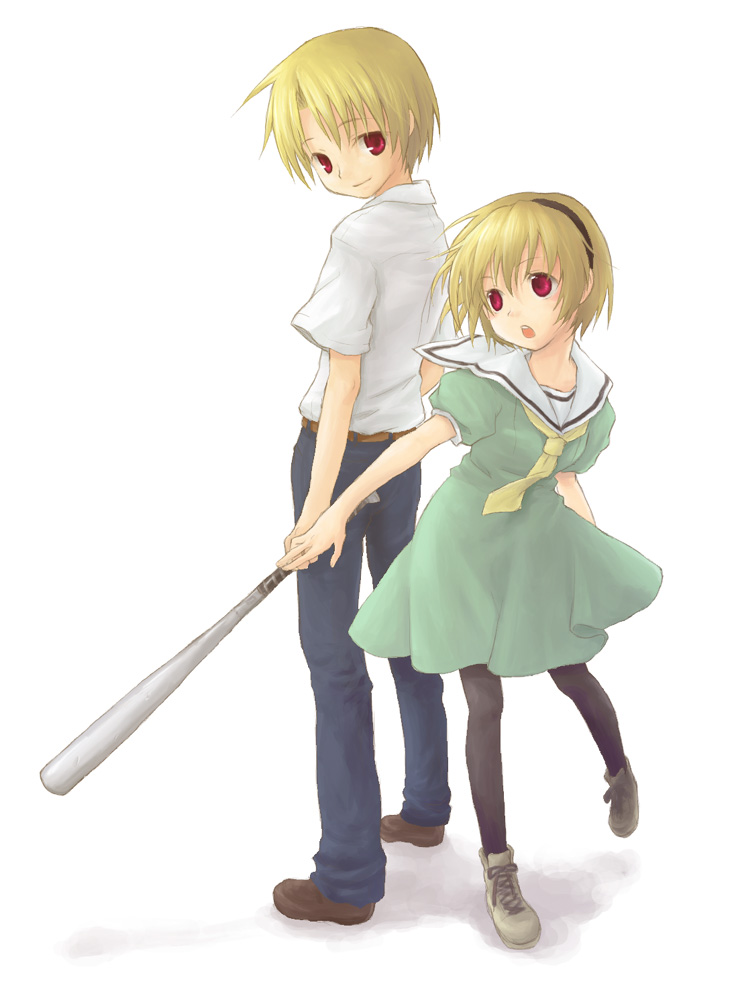 houjou satoko and houjou satoshi (higurashi no naku koro ni) drawn by hato_(hato37)