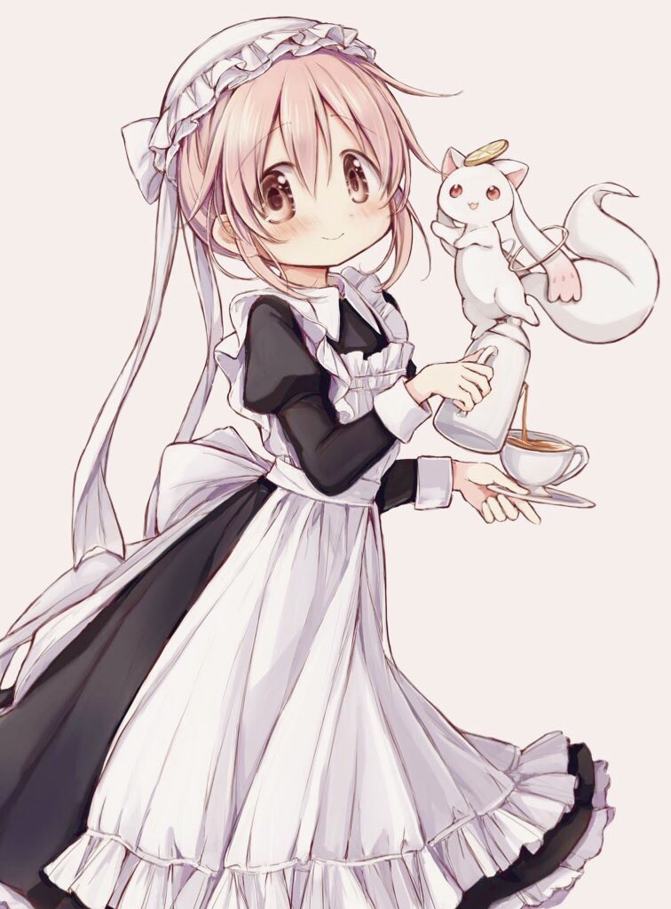 kaname madoka and kyubey (mahou shoujo madoka magica) drawn by hitode