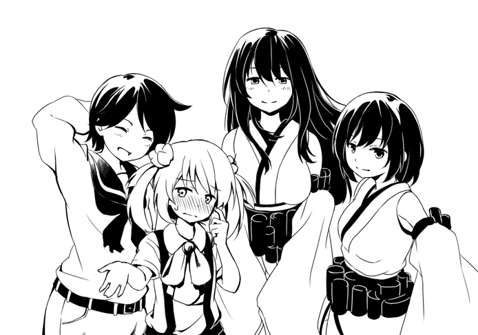 yamashiro, fusou, mogami, and michishio (kantai collection) drawn by niichi_(komorebi-palette)