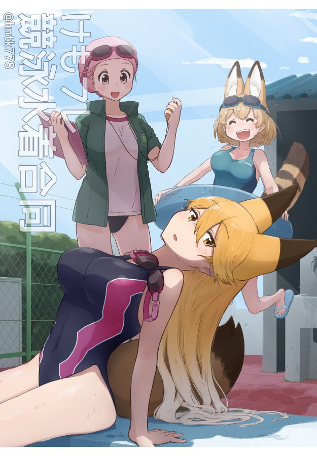 serval, ezo red fox, and nana (kemono friends) drawn by hntk778