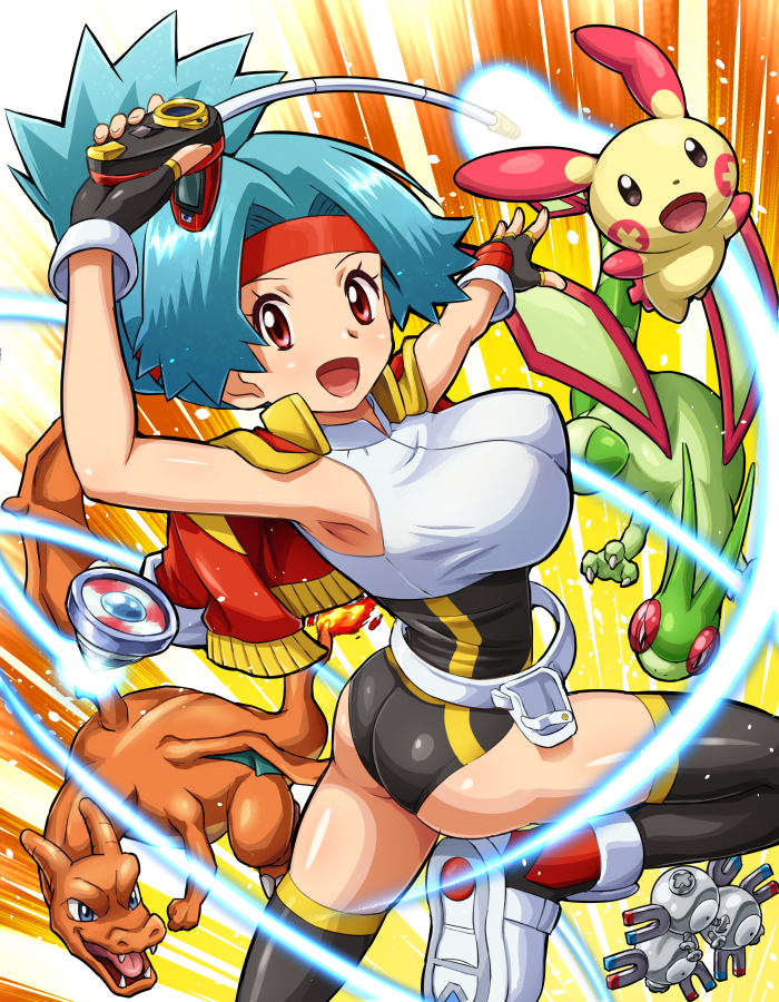 charizard, flygon, plusle, magneton, and solana (pokemon and 2 more) drawn by pokemoa