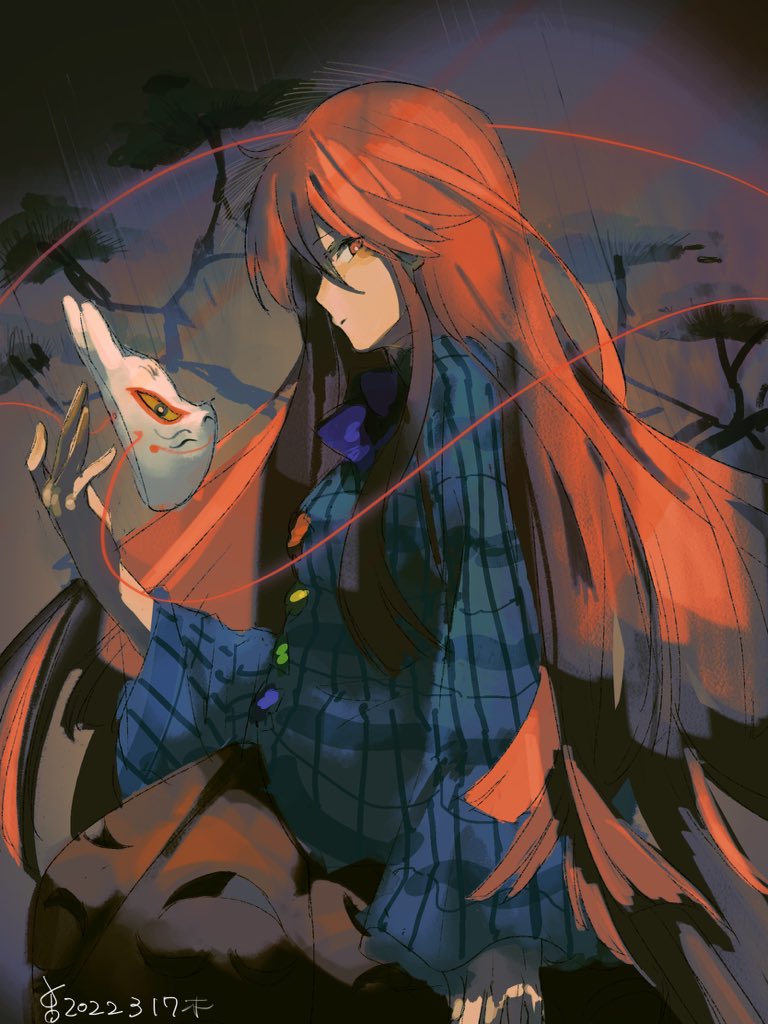 hata no kokoro (touhou) drawn by sodaji_morio