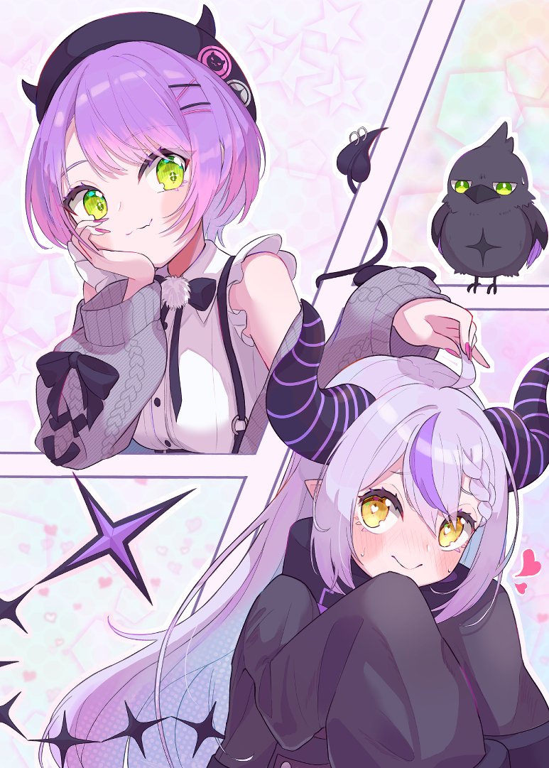 tokoyami towa, la+ darknesss, and crow (hololive) drawn by bankamba