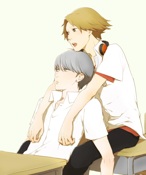 narukami yu and hanamura yousuke (persona and 1 more) drawn by mutu