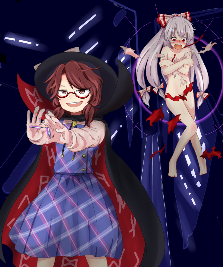 fujiwara no mokou and usami sumireko (touhou) drawn by ajia_(otya3039)