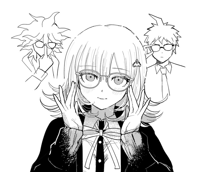 nanami chiaki, komaeda nagito, and hinata hajime (danganronpa and 2 more) drawn by e_fghij