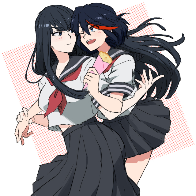 matoi ryuuko and kiryuuin satsuki (kill la kill) drawn by ikeshita_moyuko