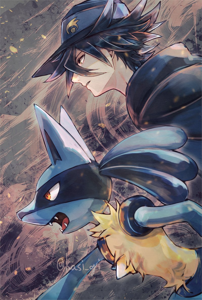 lucario and sir aaron (pokemon and 2 more) drawn by kuna_fgo