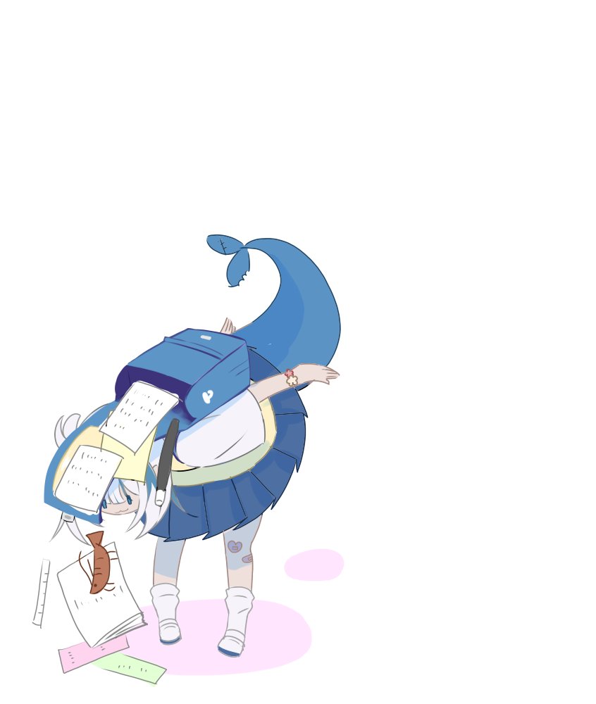 gawr gura and ebi-chan (hololive and 1 more) drawn by gekkamiko