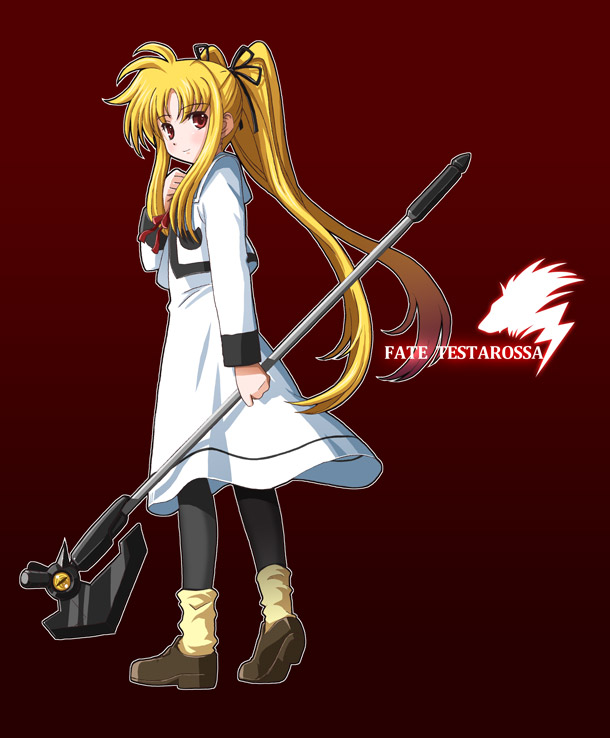fate testarossa and bardiche (lyrical nanoha and 2 more) drawn by yone
