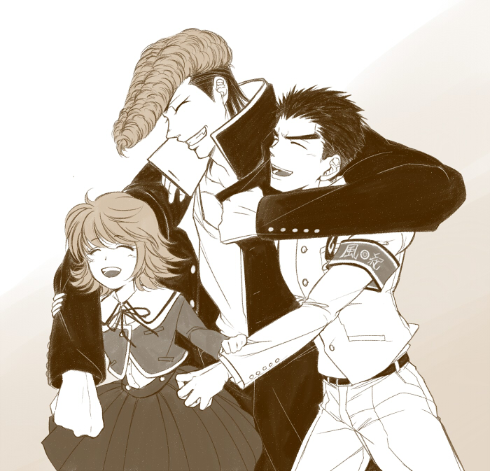 fujisaki chihiro, ishimaru kiyotaka, and owada mondo (danganronpa and 1 more) drawn by cosmozero