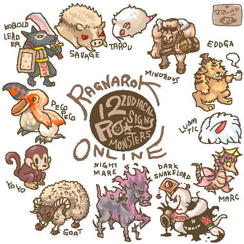 peco peco, lunatic, yoyo, evil snake lord, eddga, and 7 more (ragnarok online) drawn by mamaji