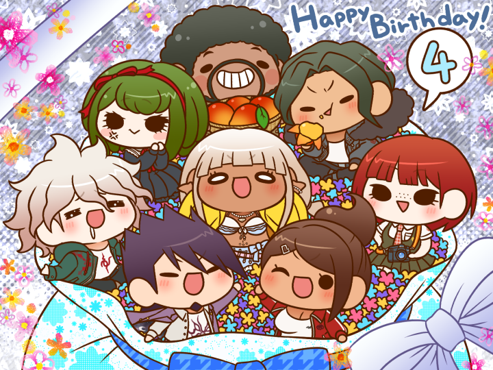 komaeda nagito, momota kaito, yonaga angie, koizumi mahiru, asahina aoi, and 3 more (danganronpa and 5 more) drawn by yumaru_(marumarumaru)