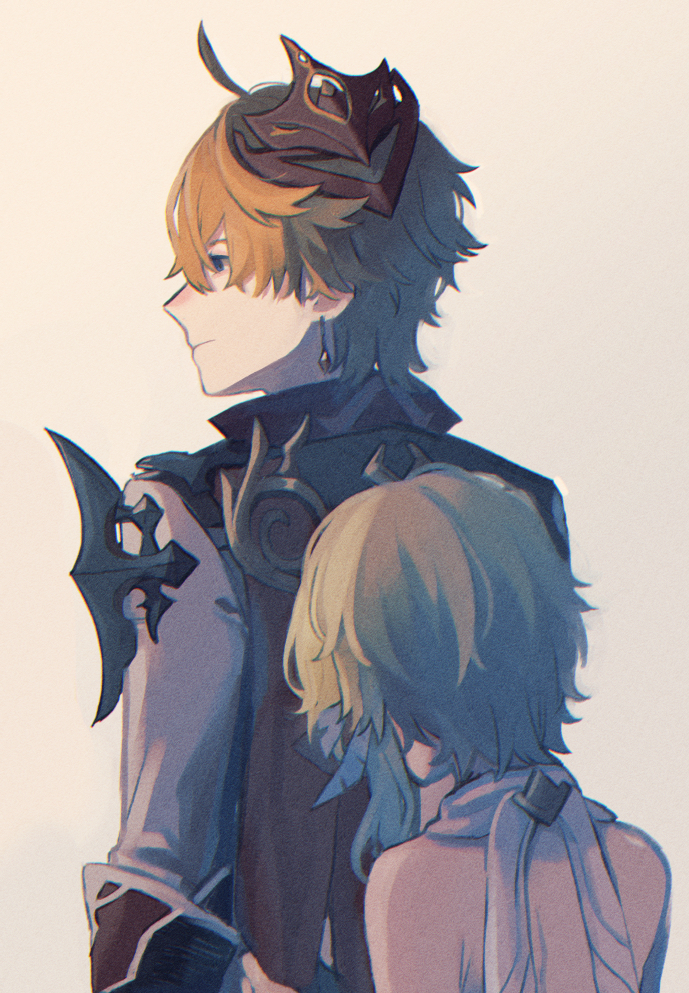 lumine and tartaglia (genshin impact) drawn by kino_(m6t2a)