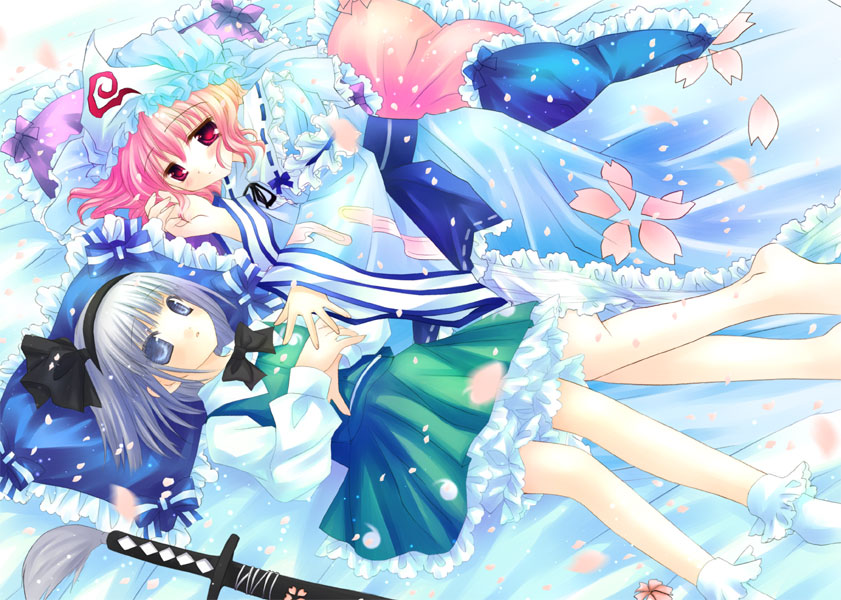 konpaku youmu and saigyouji yuyuko (touhou) drawn by hinayuki_usa and sakurazawa_izumi