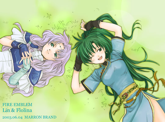 lyn and florina (fire emblem and 1 more) drawn by marron_brand