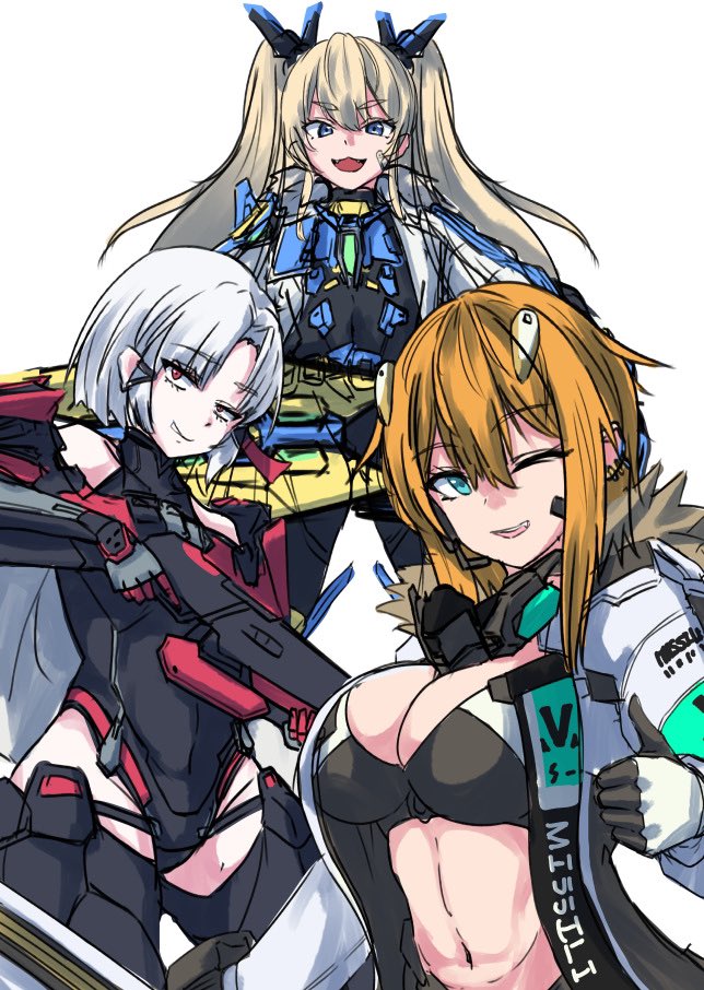 drake, laplace, and maxwell (goddess of victory: nikke) drawn by sankakukin_gear