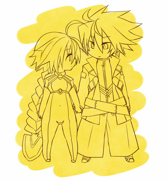 ragna the bloodedge and lambda-11 (blazblue) drawn by haruno_(toddy)