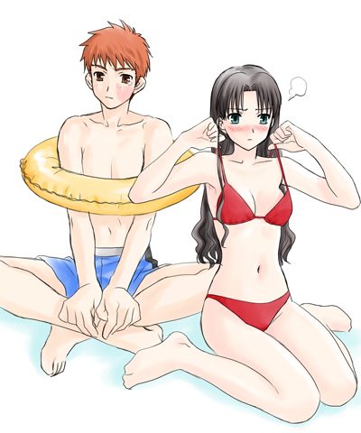 tohsaka rin and emiya shirou (fate and 1 more) drawn by boribeya