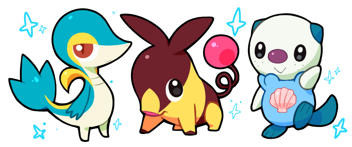 oshawott, snivy, and tepig (pokemon) drawn by drill-tail