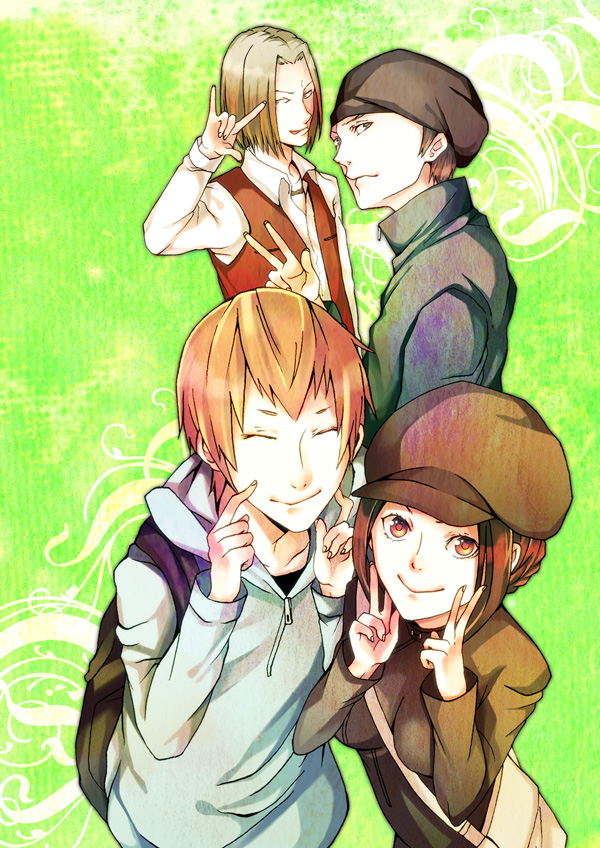 kadota kyouhei, karisawa erika, yumasaki walker, and togusa saburou (durarara!!) drawn by manako_obiko