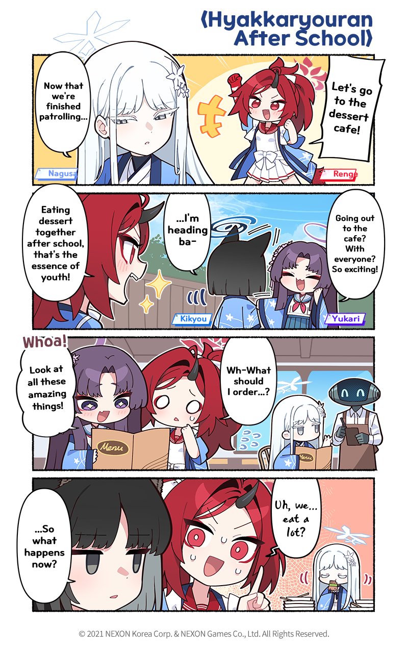 kikyou, yukari, renge, and nagusa (blue archive) drawn by donmin_h