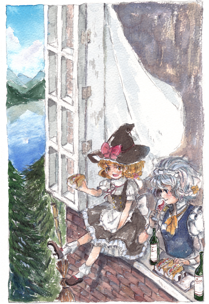 kirisame marisa and izayoi sakuya (touhou) drawn by gogo/tad