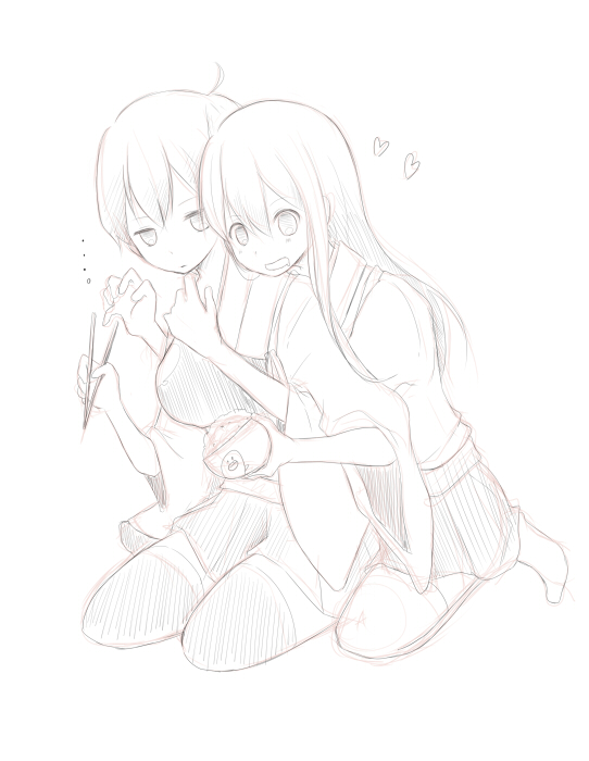 kaga and akagi (kantai collection) drawn by chita_(ketchup)