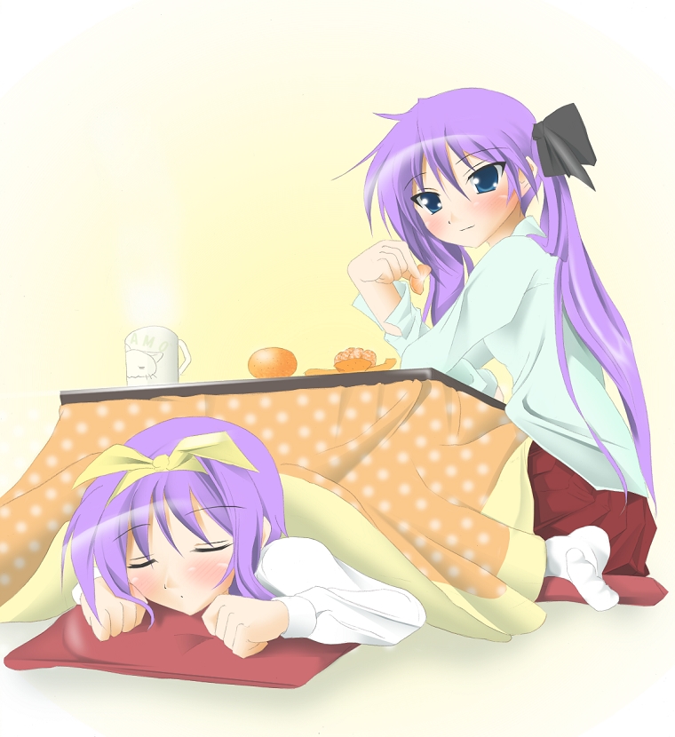 hiiragi kagami and hiiragi tsukasa (lucky star) drawn by kuroinu_(sonoba_shinogi)