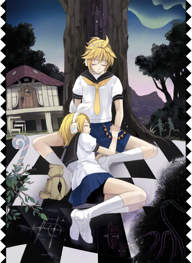 kagamine rin and kagamine len (vocaloid) drawn by lovecom