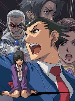 phoenix wright, miles edgeworth, maya fey, mia fey, and manfred von karma (ace attorney) drawn by matsudo_aya