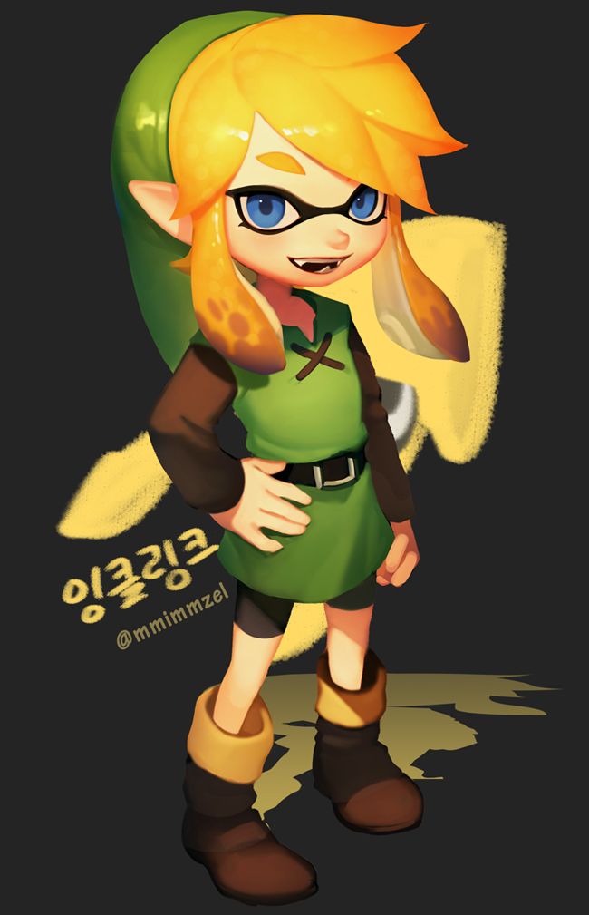 link, inkling player character, and inkling boy (the legend of zelda and 2 more) drawn by mimme_(haenakk7)