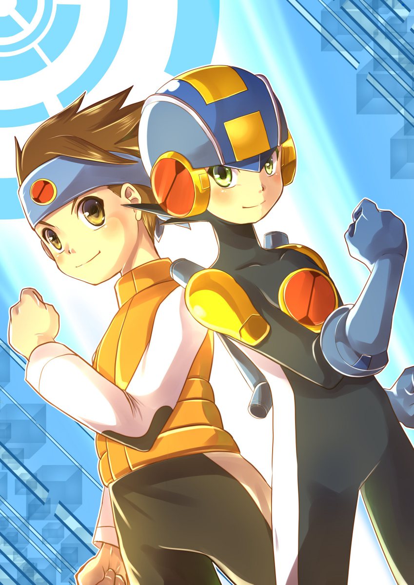 megaman.exe and lan hikari (mega man and 1 more) drawn by konna-nani