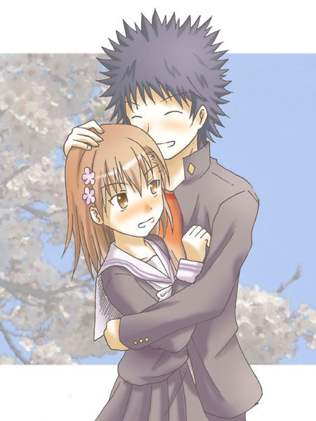 misaka mikoto and kamijou touma (toaru majutsu no index and 1 more) drawn by kotaken