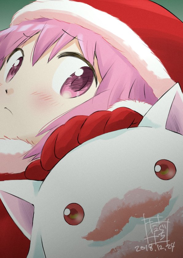 kaname madoka and kyubey (mahou shoujo madoka magica) drawn by taniguchi_jun'ichirou