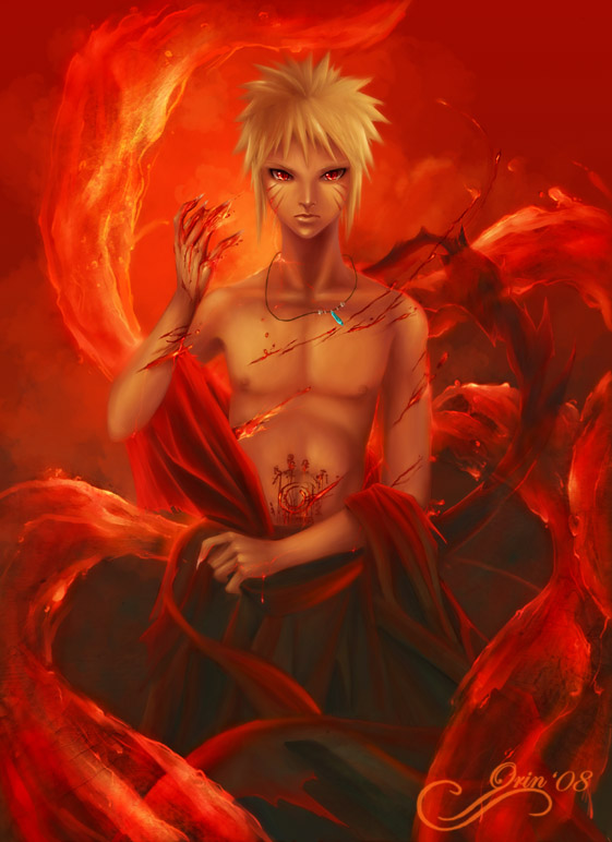 uzumaki naruto and kurama (naruto and 1 more) drawn by orin_(artist)