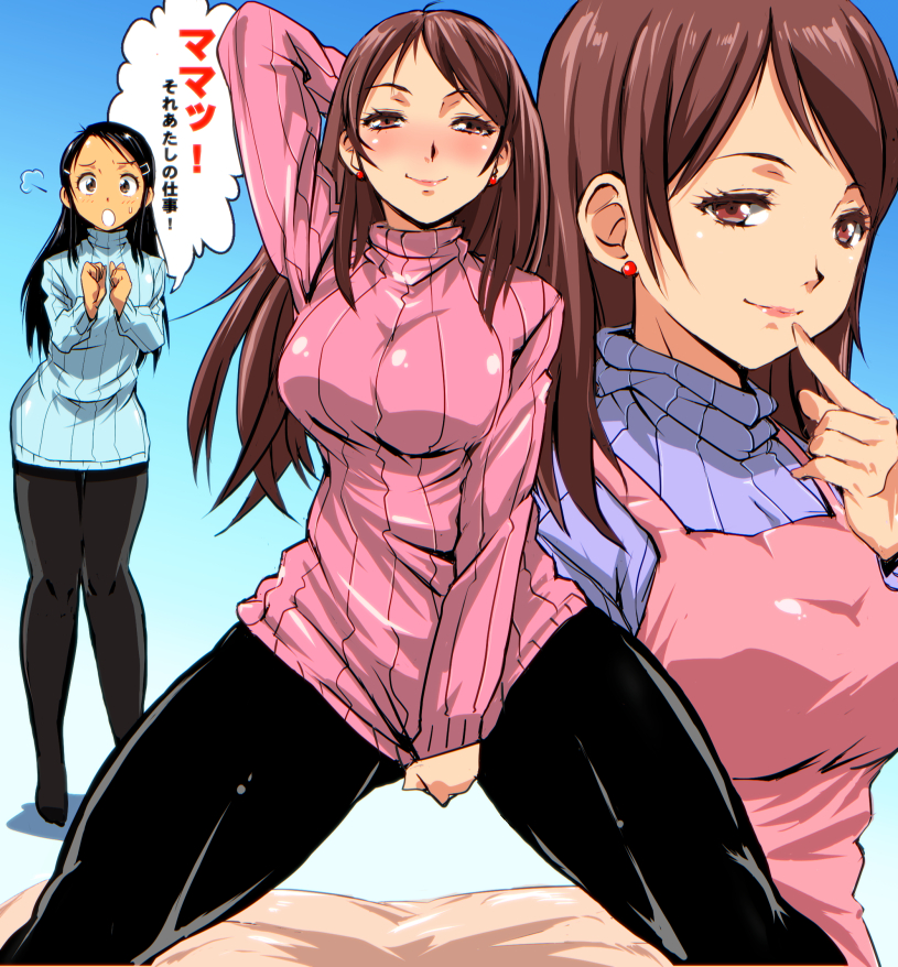 zemi mama and tanned girl (original and 1 more) drawn by kamisimo_90