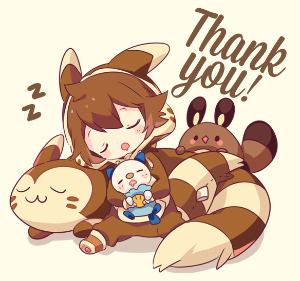 hilbert, oshawott, furret, and sentret (pokemon and 1 more) drawn by welchino