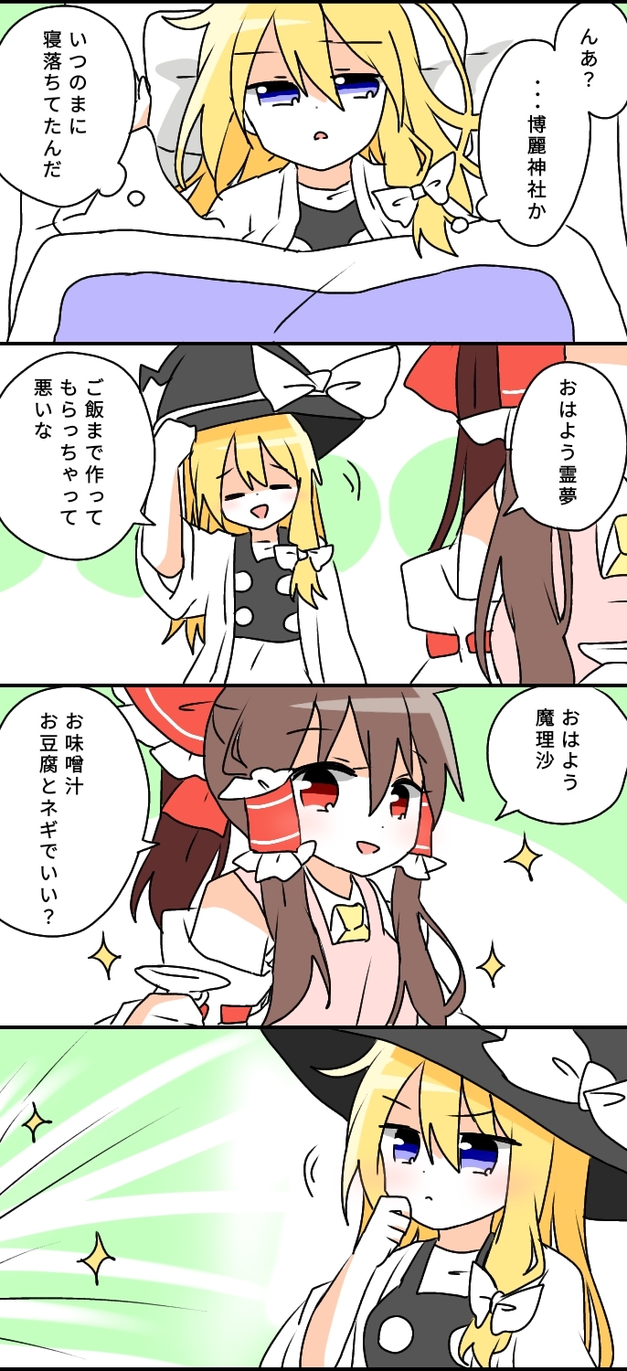 hakurei reimu and kirisame marisa (touhou) drawn by wakana1327
