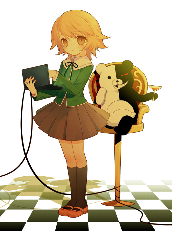 monokuma and fujisaki chihiro (danganronpa and 1 more) drawn by arima_(yukagen)