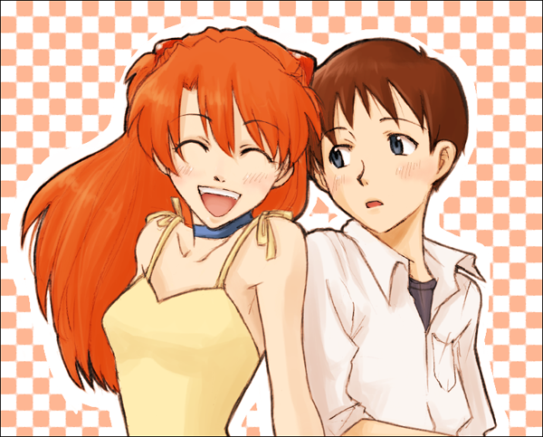 souryuu asuka langley and ikari shinji (neon genesis evangelion) drawn by gaju