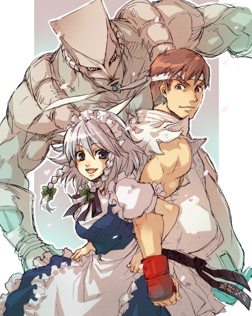 izayoi sakuya, ryu, and the world (touhou and 4 more) drawn by shika_(pixiv)
