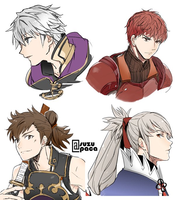 male robin, takumi, hinata, and lukas (fire emblem and 3 more) drawn by suzuka_(rekkyo)