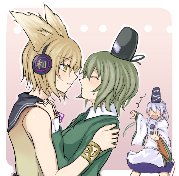 toyosatomimi no miko, mononobe no futo, and soga no tojiko (touhou) drawn by kenuu_(kenny)