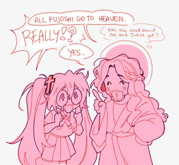 hatsune miku and jesus (vocaloid and 2 more) drawn by captainharlock