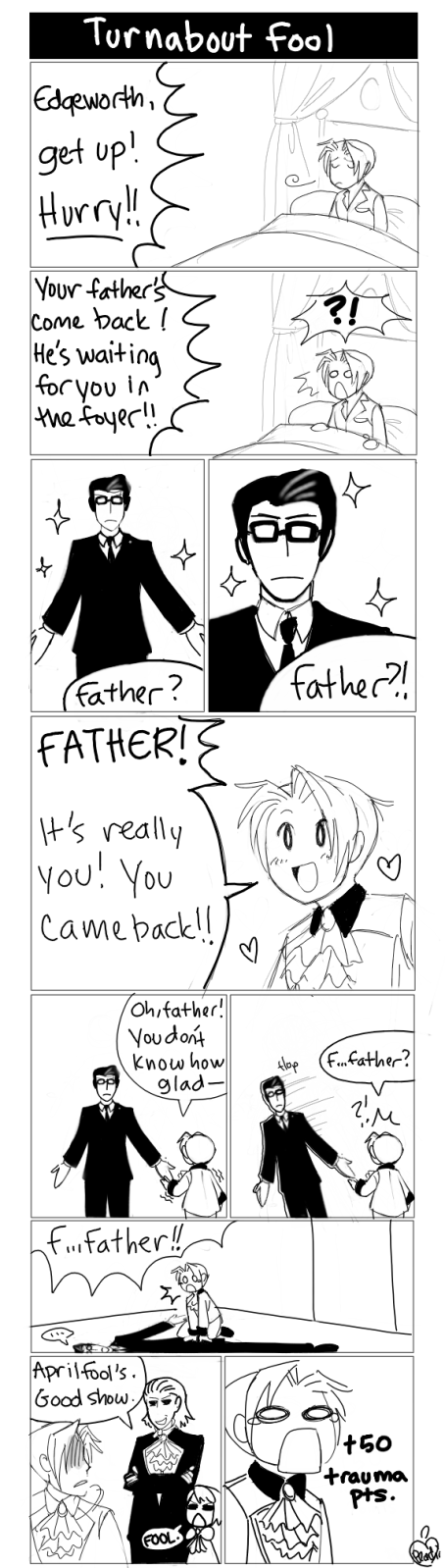 miles edgeworth, franziska von karma, manfred von karma, and gregory edgeworth (ace attorney and 1 more) drawn by gigi_d.g.
