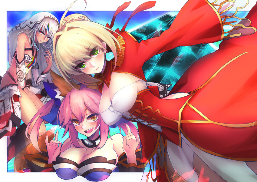 tamamo, nero claudius, tamamo no mae, and altera (fate and 2 more) drawn by yude